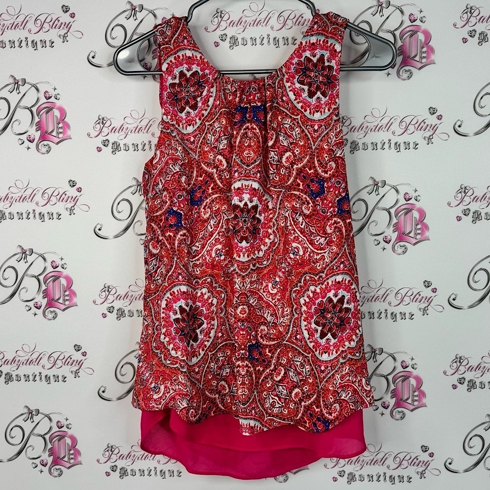 Rose & Olive tank top boho pink orange Red Paisley Tank Top Aztec floral